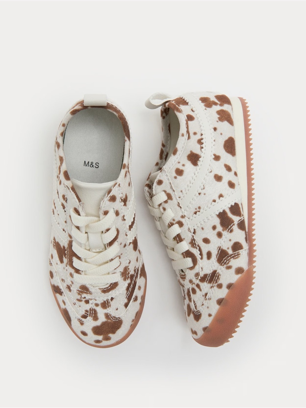 M&S Kids' Cow Print Slim Sole Trainers